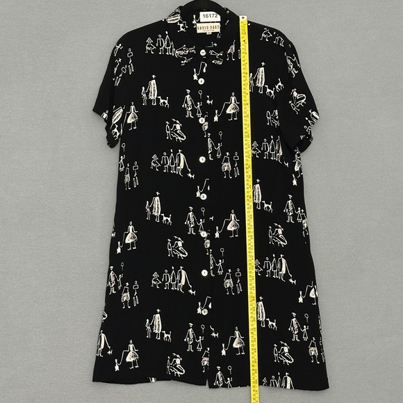 VTG DAVID DART Womens Dress M Retro Whimsical People Dogs Figural Artsy Teacher - Picture 8 of 12